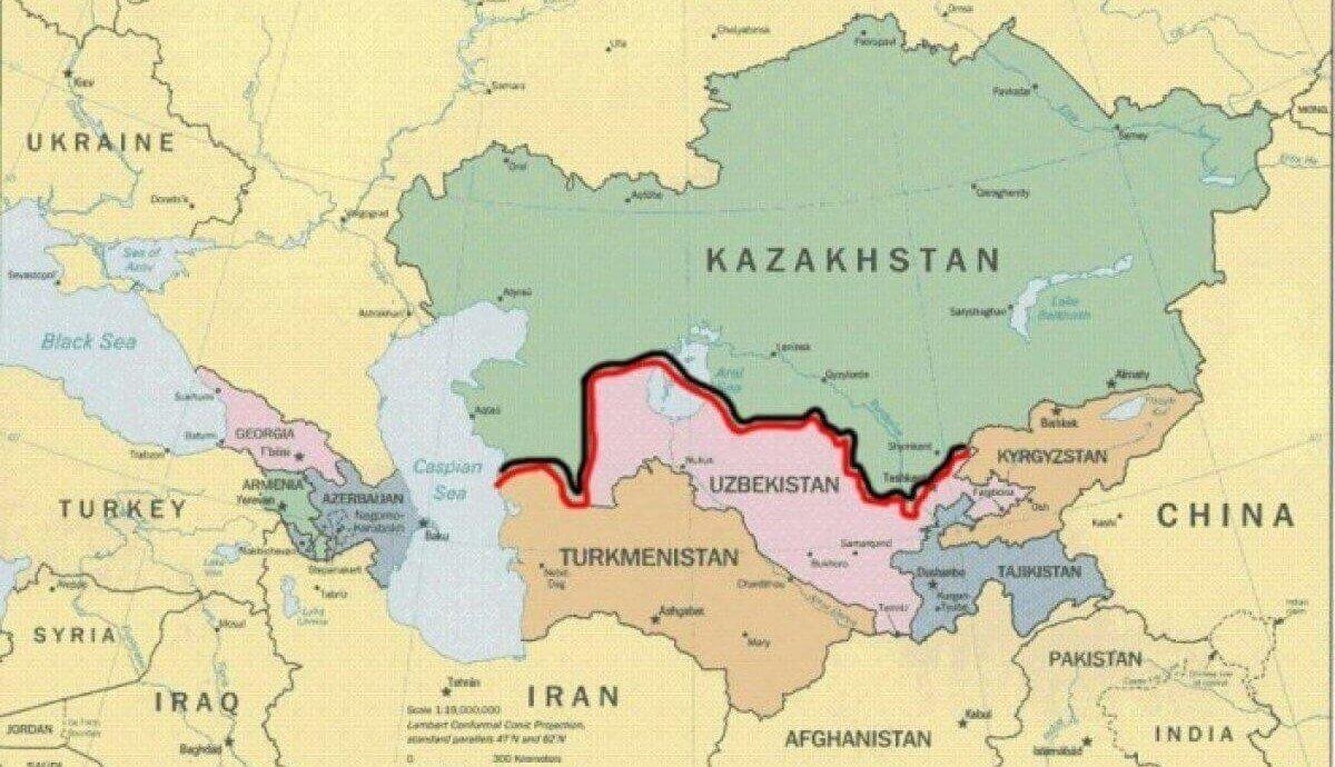 карта россии и казахстана